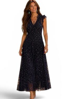 coach long party dress COACH Women's Size 0 1949 Sequin Horse Red Silk Maxi Lace Dress